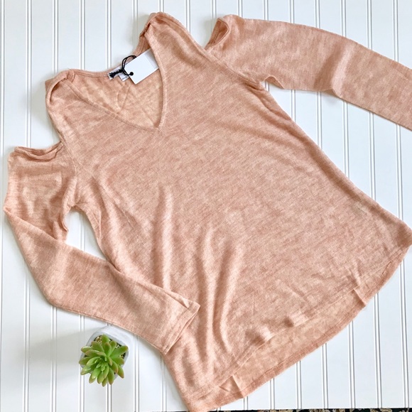 Peach cold shoulder knit top - Picture 7 of 7